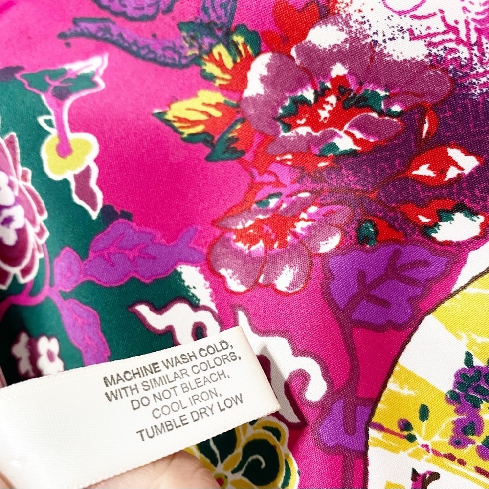 Cruz Natori Asian Floral Print Hot Pink Kimono Lounge House Dress S - Picture 8 of 12